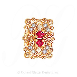 GS530 R/PL - 14 Karat Gold Slide with Ruby center and Pearl accents 